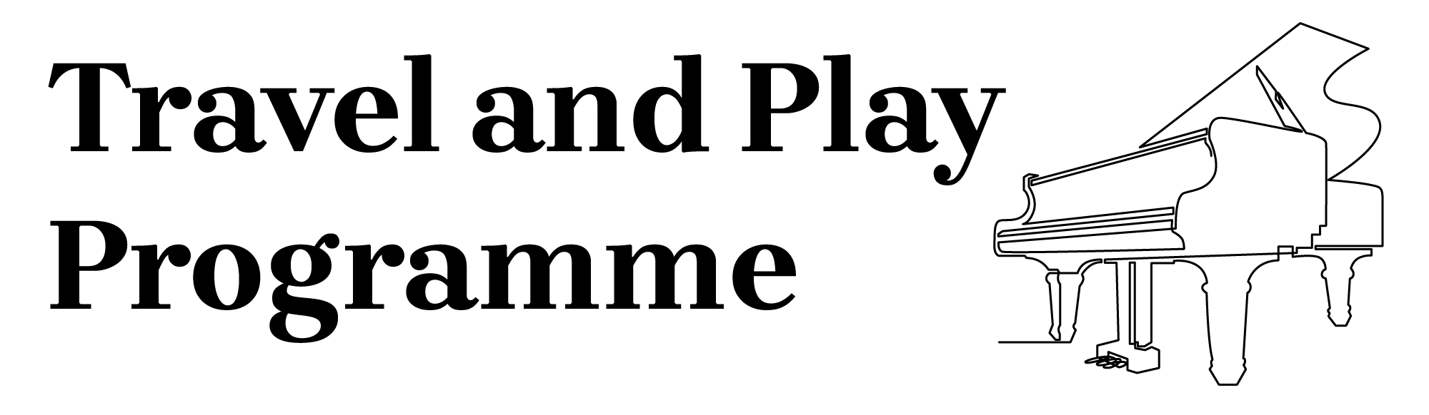 Travel and play programme logo (text with pianino)