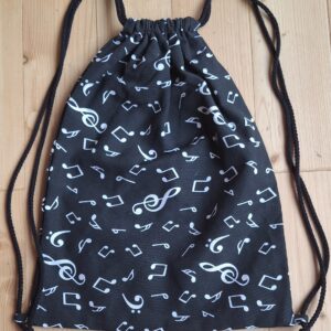 Drawstring bag with musical note print