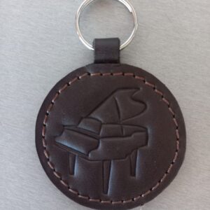 Leather key chain - piano print