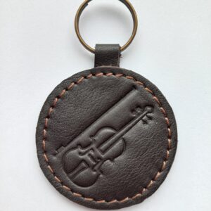Leather key chain - violin print